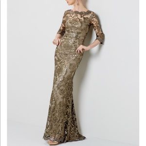 Tadashi Shoji Scalloped Sequin Lace Gown